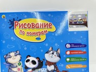 Холст с красками 22х30 по номер. в кор. (16цв.) Смешные совята (Арт. Х-4008)